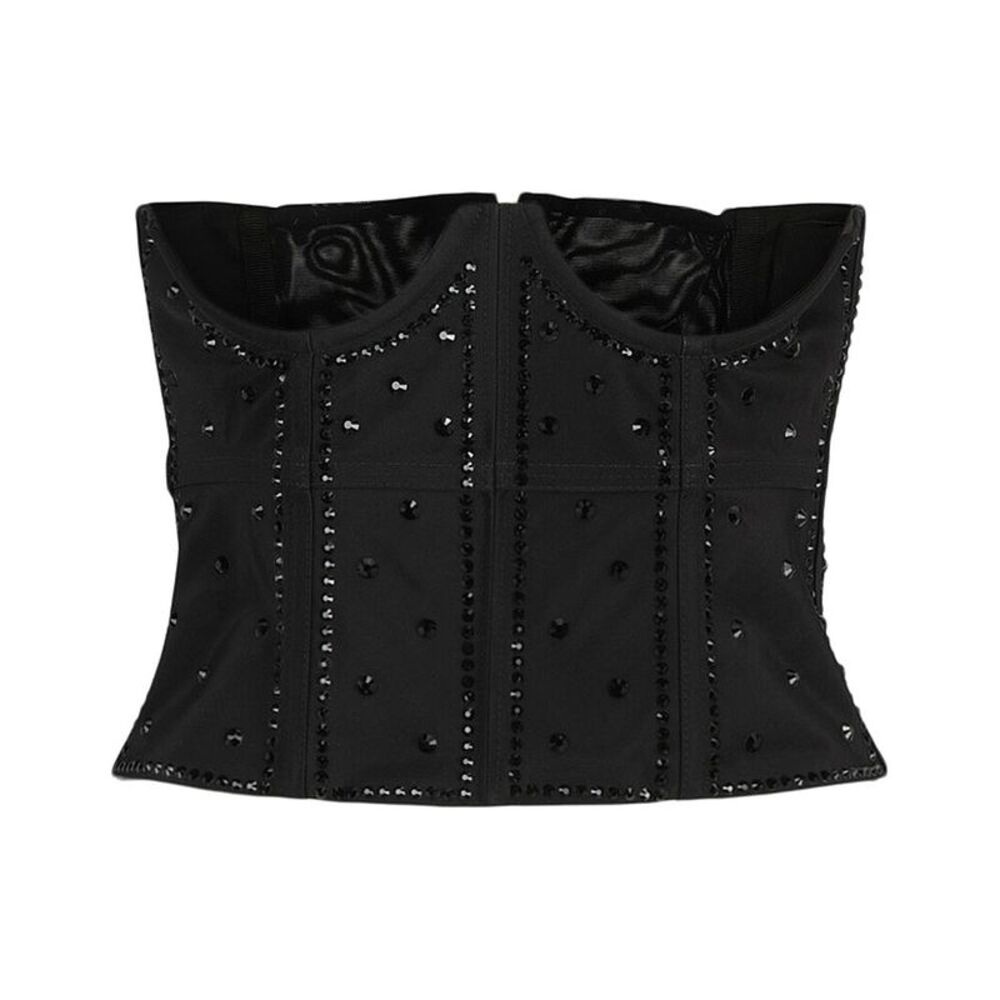 Gucci Womens  Sequin Embroidered Corset Top